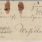 3 Kr. Quadrat blau, Charge-Brief oMR 19/Ansbach 16/4. (1861) n.