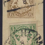 6+1 Kr. Wappen braun/grün, geschn. a. Bf.stck., HKS Weilheim 8/8 - Kabinett