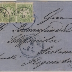 3x1 Kr. Wappen gez., Brief K1 Passau 22. Jun (?) n. Stadtamhof b. Regensburg -