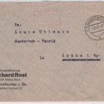 All.Bes. - Crimmitschau 1.9.1945 Gebühr bezahlt roter Ra2 Brief n. Grüne