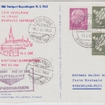 BRD - LH-Jubiläumsflug Sonderkarte 50 J. Dt. Luftpost Stuttgart-Kopenhagen 1962