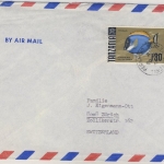 Tanzania - 1,30 Sh. Doktorfisch Luftpostbrief i.d. SCHWEIZ Peramiho Zürich 1964