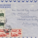 Persien - 2x2 R. Pahlevi u.a. Luftpostbrief Teheran - Landshut 1956
