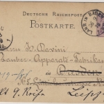 DR - Lahr in Baden 1878 kl. K1 5 PfgE Ganzsache n. Dresden Weiterleitung Leipzig