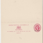 Bahamas - 1 1/2 P. Victoria Ganzsache Doppelkarte ungebraucht