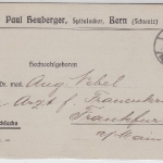 Schweiz - 5 Rp. Privatganzsache/Karte Heuberger (Arznei) Bern - Frankfurt/M 1908
