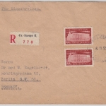 Bulgarien - 2x44 St. Parteigebäude Einschreibebrief Stara Zagora - Berlin 1956