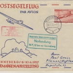 DDR - Postsegelflug Meiningen 1957 Sonderkuvert Notlandung Sonneberg