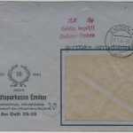 All.Bes. - ...RM ...Rpf Gebühr bezahlt Postamt Emden roter L3 Brief 28.9.45
