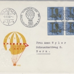 Schweiz - 50 Rp. Eule Viererblöcke ex Block/Satz 2 Ballonpostbriefe Rapperswil