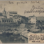 Italien - Lovrana Hafen Boote Hotel Königsvilla sw-AK gelaufen 1914