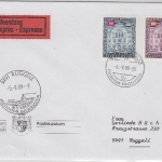 Liechtenstein - 5 Fr. +50 Rp. Dienstmarke Eilbrief FDC Vaduz Ruggell 1989