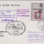 USA - Lufthansa LH 1st-Flug Miami-Berlin Zuleitungspost LH 1st-Flug Berlin Genf