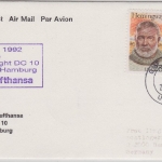 USA - Lufthansa Erstflug Miami - Hamburg 1992 Luftpostbrief Motiv: Hemingway
