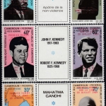Kamerun - Gandhi - Kennedy - Luther King 3 postfr. Zusammendrucke/Überdruck MNH