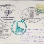 BRD - Bruchsal 1987 Zuleitungspost Interflug 1st-Flug Berlin - Dubai Lupo-Karte