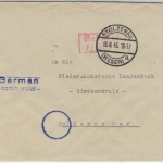 Kontrollrat - Stolzenau (Weser) 13.8.45 Gebühr bezahlt Ra2 Brief n. Hannover