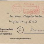 Kontrollrat - Alfeld 24.10.45 teilaptierter 24 Pfg. Absenderfreistempel Brief n.