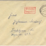 Kontrollrat - Deutschneudorf (Erzgebirge) 4.9.45 Gebühr bezahlt Brief n. Bautzen