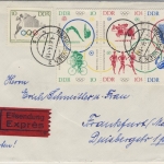 DDR - Olympiade Tokio 6er-Block u.a. Eilbrief Nordhausen - Frankfurt/Main 1964