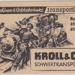 Berlin - Berlin SW11 1954 Illustrierte Firmendrucksache Kroll Schwertransporte