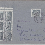 Berlin - 7x1 Pfg. Stadtbilder (6er-Block u.a.) Drucksackenbrief Mülheim 1962