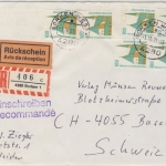 BRD - 10 Mark Tarif SWK Luftpost Einschreiben Rückschein n. USA, Bovenden 1994