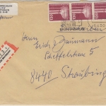 BRD - 3x130 Pfg. Industrie & Technik Einschreibebrief Montabaur - Straubing 1988
