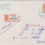 BRD - 300 Pfg. Burgen & Schlösser Einschreibebrief n. SPANIEN, Straubing 1986