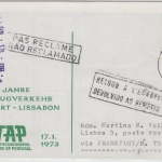Berlin - TAP 1st-Flug Frankfurt - Lissabon Zuleitungspost Berlin 1973 Lupobrief