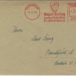 DR - 3 Pfg. Absenderfreistempel Vogel-Verlag Drucksache Pössneck Frankfurt 1940