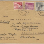 Berlin - 20+8+7+5 Pfg. Bauten II Brief n. SCHWEDEN 1957 Nachsendung innerhalb SE
