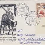 Frankreich - 1 Fr. Philatec Paris Zierfeld Schmuck-FDC ESST Paris 1964 n. Ulm