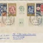 Frankreich - Philatec 1964 5er-Streifen Bogenrand m. Druckvermerken Brief SST