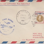 USA - Lufthansa 1st-Flug New York - Köln Ganzsache m. Zusatzfrankatur 1961