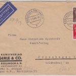 DR - 10+12 Pfg AH Luftpostbrief Europatarif n DÄNEMARK Esslingen Kopenhagen 1944