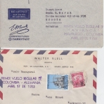 Kolumbien - Avianca 1st-Flug Hamburg-Bogota u. Bogota-Hamburg 2 Lupo-Briefe 1953