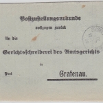 DR - St. Oswald Draxlschlag nachverwendeter bay. K1 Zustellurkunde n. Deggendorf