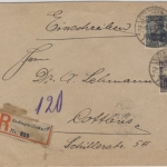 DR - 75+15 Pfg. Germania Einschreibebrief Esslingen - Cottbus 1920 - gepr. Infla