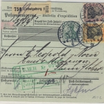 DR - 50+25+5 Pfg. Germania Paketkarte i.d. Schweiz Ludwigsburg 1910