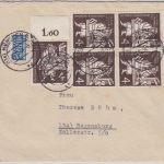 BRD - 5x4 Pfg. (Einheiten - 3x Oberrand) Gutenberg Brief München Regensburg 1954
