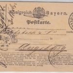 Bayern - 2 Kr. Ganzsache Postkarte K1 Bayreuth Stadt - Augsburg 1874