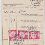 BRD - 3x50 Pfg. I&T Paketzustelliste Poststelle II Gebroth 30.4.1976