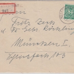 Kontrollrat - Nesselwang 84 Pfg. Ziffer Einschreibebrief n. München 1946