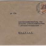Bizone - 24 Pfg. Arbeiter/Band Aufdruck kopfstehend Brief Brunsbüttelkoog 1948