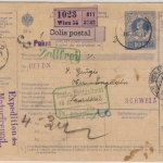 Österreich - Wien 1911 10 H. Paketkarte Zusatzfrankatur i.d. SCHWEIZ