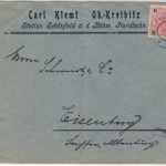 Österreich - Ober-Kreibitz-Schönfeld 1902 K2 a. Brief (Vordruck) n. Eisenberg
