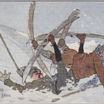 Skifahren Gruss a.d. Harz farb. Juxkarte Sanct Andreasberg Charlottenburg 1906