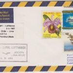 Colombia - Lufthansa 1st-Flug Bogota - Frankfurt Luftpostbrief 1967