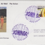 Antigua & Barbuda - Lufthansa 1st-Flug Antigua - S. Domingo Luftpostkarte 1989